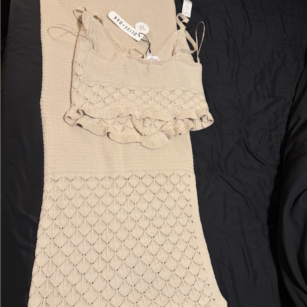 Ivory Knit Two-Piece Skirt Set